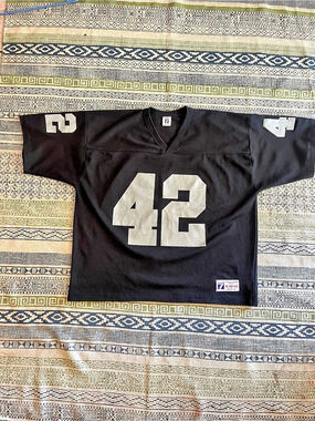 Logo 7 Vintage Los Angeles Raiders Logo 7 Jersey #42 Jersey #42 Black & White XL